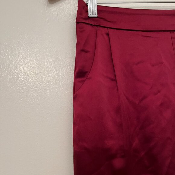 Red Satin Pants with Elastic Waist & Front Pockets – Size Medium - Picture 10 of 16